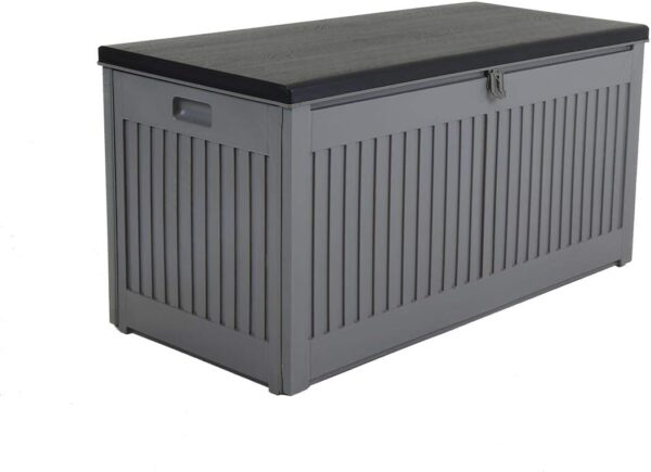 Charles Bentley, 270L, Outdoor, Garden, Plastic, Storage Box, Grey Body, Black Lid, Moulded Handles, Padlock Hasp, Sliding Lifts, PP Vacuum, Indoor, Outdoor, Steel, Storage...