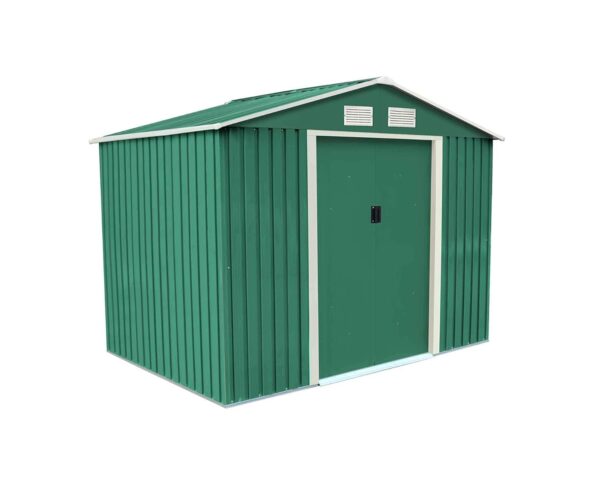 Charles Bentley 8Ft X 6Ft Dark Green Metal Garden Storage Shed Zinc Floor Frame