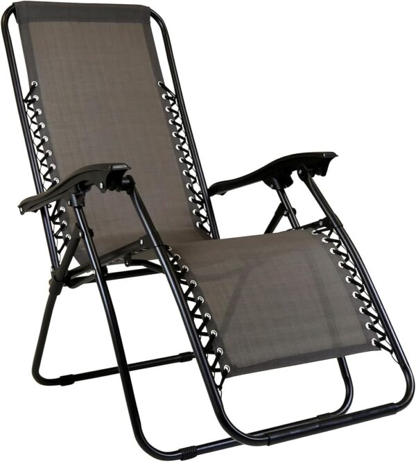 Charles Bentley Foldable Reclining Garden Chair Camping Recliner Lounger with Adjustable Back - Fully Assembled