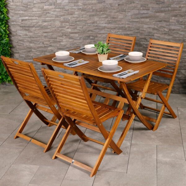Charles Bentley FSC Certified, Folding, Wooden Furniture Rectangular Table (ONLY), Acacia Wood, Garden Décor, Outdoor Furniture, Outdoor Dining, Patio Dining Table, 12kg...