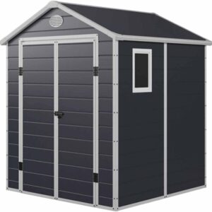 CHARLES BENTLEY Plastic, Storage, Garden Shed, Grey, Medium, Roof, Outdoor, Garden, Tall, Box, Store, Tools, Garden Storage, Outdoor Storage, Vents, Weather Resistant, UV...