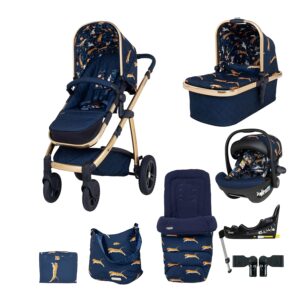 Cosatto 3 in 1 Travel System, Wow 2 - Birth to 25kg, Compact Fold, Inc Carrycot, iSize Car Seat & Base, Adapters, Footmuff, Change Bag & Raincover (On The Prowl)