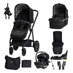 Cosatto 3 in 1 Travel System - Wow 2 Everything Bundle - Compact Fold & Lightweight, Carrycot, Seat Unit, iSize Car Seat, ISOFIX Base, Adapters, Footmuff, Changing Bag &...