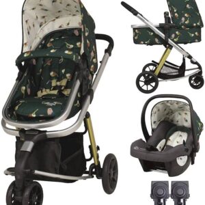 Cosatto Giggle 2 in 1 Travel System, Pram, Pushchair & Bay Car Seat - Birth to 18kg, Lightweight Compact Fold, Coverts from Pram to Pushchair & Free Raincover (Birdland)