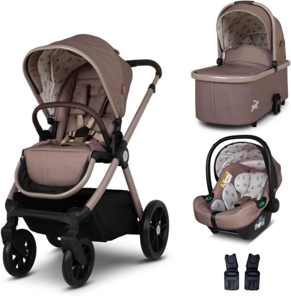 COSATTO Giggle 4 Travel System - 3 in 1 Travel System, 0-25kg Approx. 4 Years Old, Compact Fold, Pram, Pushchair, Carrycot, Seat Unit, i-Size Group 0+ Infant Carrier Car Seat &...