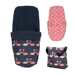 Cosatto Giggle Accessory Pack – Change Bag & All Season Footmuff, Pretty Flamingo