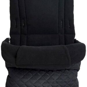 Cosatto Universal Footmuff – Cosy Toes, All Season Luxury Quilted Pram, Pushchair, Stroller Liner Liner, Washable, with Kangaroo Pouch for Hands (Black Silhouette)
