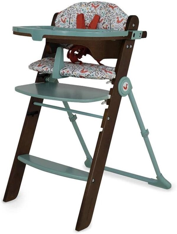 Cosatto Wooden Waffle Highchair - 6 Months -100kg, Multi Height Seat, Foldable, Self Standing, Adjustable Footrest, Removeable & Washable Tray & Seat Pads (Foxford Hall)