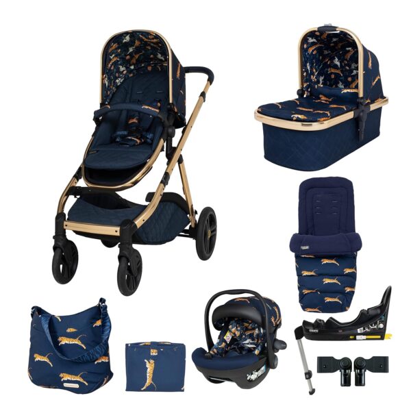 Cosatto Wow XL Travel System Bundle - Birth to 25kg, Compact Fold, Small Boot Approved, Puncture Proof Tyres, Car Seat, Adapters, Base, Change Bag, Footmuff & Raincover (Paloma...
