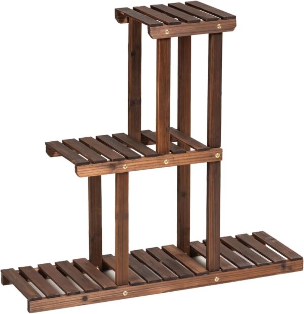 COSTWAY 3/6 Tiers Plant Stand, Solid Wood Flower Pot Holder Bonsai Display Storage Shelves, Multi-Layer Plants Rack for Garden Patio Balcony Living Room (81 x 25 x 75cm, 3-Tier)
