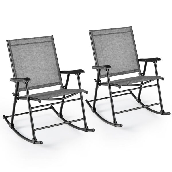COSTWAY 3 Piece Rocking Bistro Set, Garden Furniture Set with Tempered Glass Table and 2 Rocking Chairs, Outdoor Conversation Sets for Patio Balcony Backyard Poolside (2 Rocking...