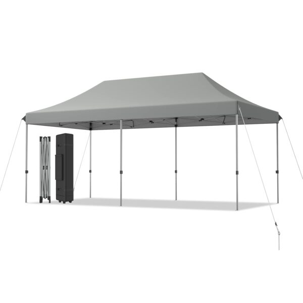 COSTWAY 6m x 3m Pop Up Gazebo, 3 Height Adjustable Instant Canopy Tent with Wheeled Storage Bag, Stakes & Ropes, Outdoor Waterproof Marquee Sun Shelter for Garden Patio Market...