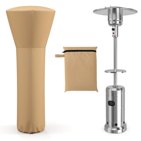 COSTWAY Patio Heater Cover, Heavy Duty Oxford Fabric Garden Protector Cover with Zipper, Drawstrings and Storage Bag, Waterproof Silver Coating Heater Cover for Balcony Backyard...