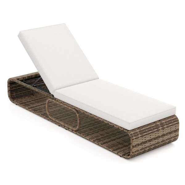 COSTWAY Rattan Sun Lounger, 7-Level Adjustable Garden Chaise Lounge Chair Reclining Sunbed with Cushion and Under-seat Storage, Outdoor Wicker Sunbathing Recliner Chair for...