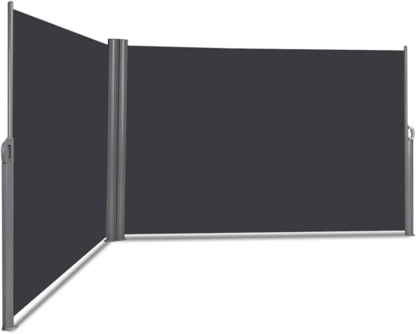 COSTWAY Retractable Side Awning, 300/600 x 160/180cm (LxH) Aluminium Outdoor Privacy Screen with Handle, Wind Protection Waterproof Sun Shade Blind Divider for Garden...