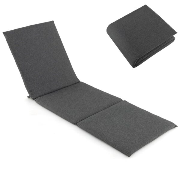 COSTWAY Tri-Fold Sun Lounger Cushion, 182x59cm Garden Recliner Cushions Chaise Sunlounger Replacement Pad, Foldable Thick Sunbed Mattress Patio Chair Cushion Pad for Indoor...