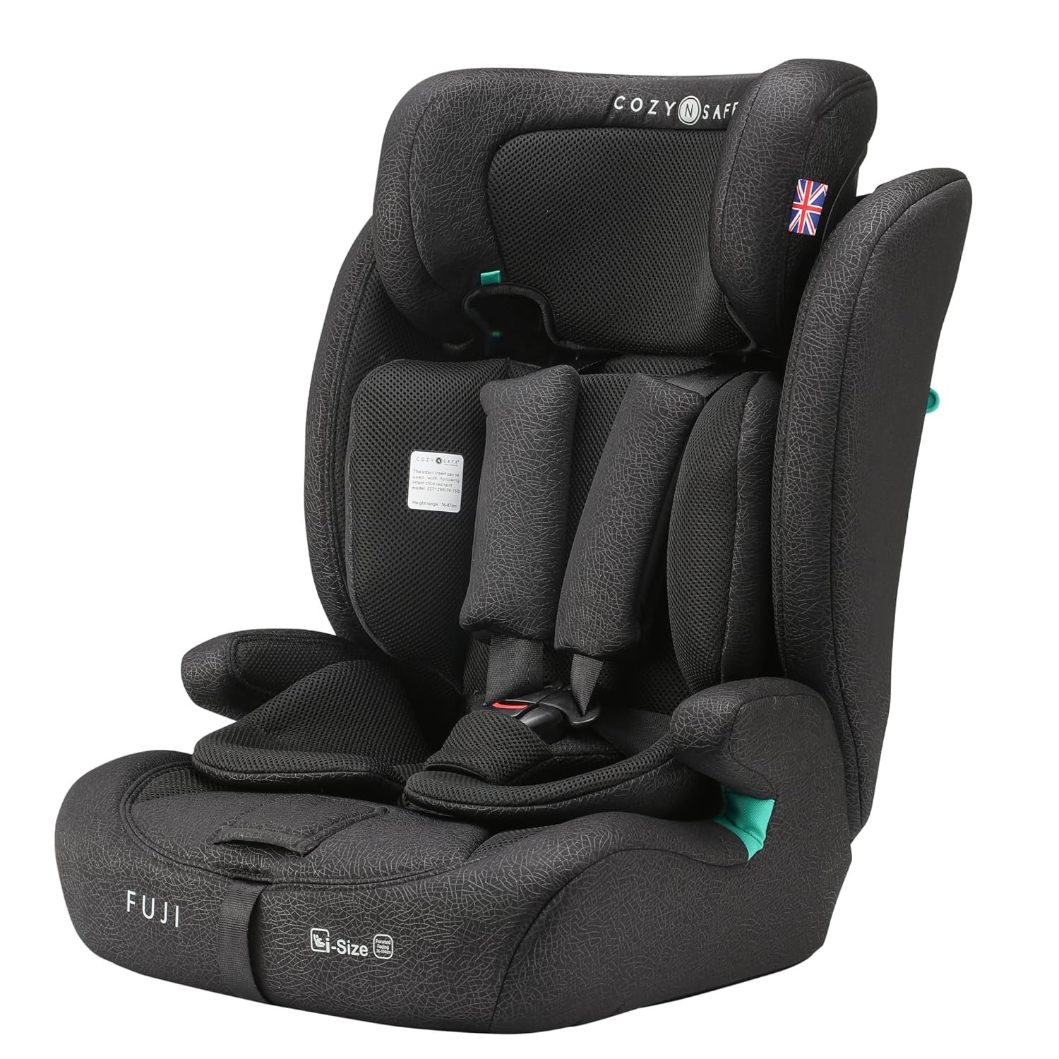 Cozy N Safe Fuji i-Size 76-150cm Child Car Seat (up to 12 Years Old), Forward Facing, 3-Point seat Belt, 5-Point Harness Upto 105cm,high-Back Booster to 150cm, Side Impact...