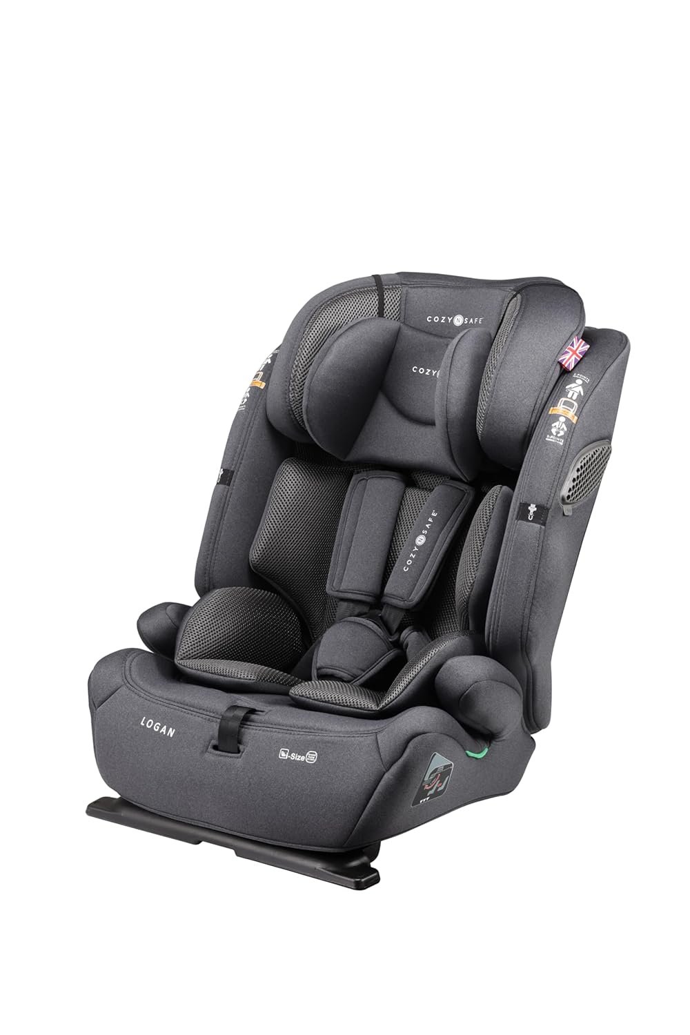 Cozy N Safe Logan i-Size Car Seat High Backed Booster (15m-12yrs), Side Impact Protection, 5-Point Harness (up to 105cm), Angle Adjusting Wedge, Adjustable Headrest, Washable...