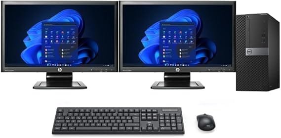 Dell FAST Optiplex 7050 MT PC - Intel Core i5 6th Gen (4 Cores Upto 3.60GHz), 300Mbps USB WiFi Dongle, With 2x 23 FHD 1080p Monitors, Windows 11 Pro Renewed (32GB DDR4 RAM - 1TB...