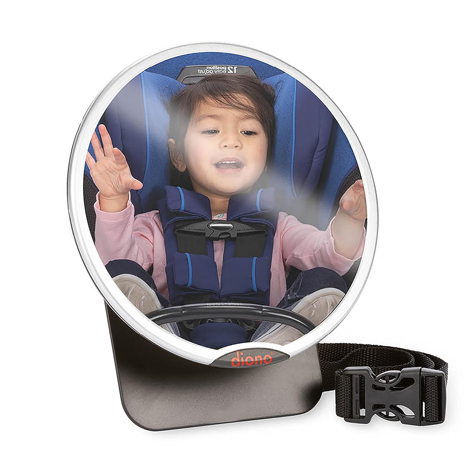 Diono Easy View™ Baby Car Mirror, Safety Car Seat Mirror for Rear facing Infant, Fully Adjustable With 360° Rotation, Wide Crystal Clear View, Shatterproof, Crash Tested
