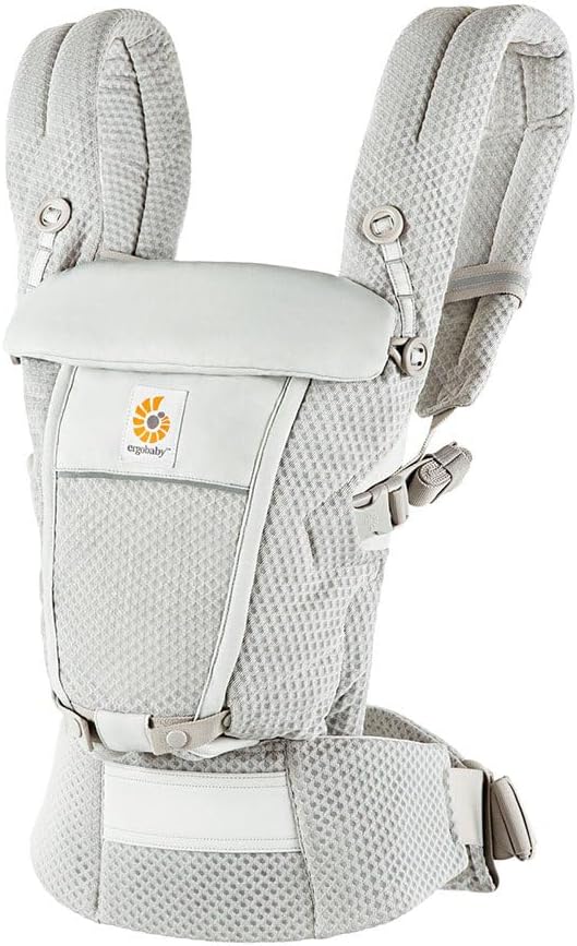 Ergobaby Adapt Baby Carrier for Newborns from Birth, 3 Positions, SoftFlex Mesh, Ergonomic Baby Belly Carrier, Back Carrier, Baby Carrier, Pearl Grey