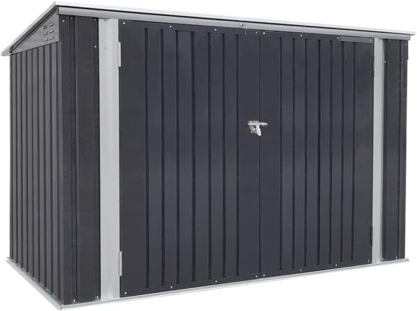Garden Storage Shed Bike Metal Pent Tool Shed House Galvanized Steel Can Put 3Bicycles,Bike Storage Lockable Garden Storage with Door, L210xW105xH130cm