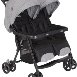 Graco DuoRider Lightweight Double Pushchair, Suitable from Birth to Approx. 3 Years, Steeple Gray Fashion