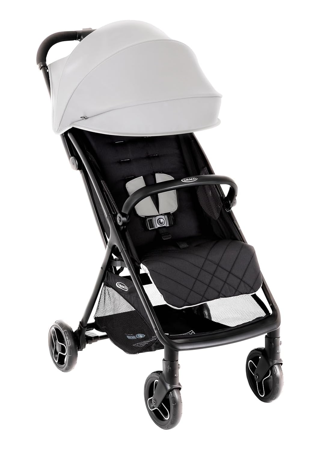 Graco Myavo Compact Stroller/Pushchair with Raincover - Suitable from Birth to Approx. 4 Years (0-22kg). Lightweight at only 5.8kg with a one-Second, one-Hand fold, Steeple Gray...