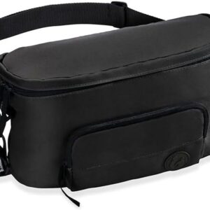 hauck 2-in-1 Bum Bag and Pram Bag - Large Pram Organiser Waist Bag Crossbody Chest Bag for Men and Women, Easy to Attach to Buggy, Long Adjustable Belt (Black)
