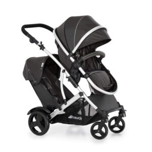 hauck Duett 2, Black - Baby & Toddler Tandem Pushchair with Raincover, Carrycot Convertible to Reversible Seat from Birth up to 15 kg & Second Seat from 6 Months, Compact &...