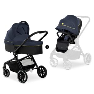 hauck Move so Simply Set, Dark Navy Neon - 2 in 1 Pram & Pushchair with Raincover from Birth up to 22 kg inclusive Frame, Carrycot & Toddler Seat, Compact & Foldable, UPF 50+,...