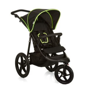 hauck Runner, Black / Neon Yellow - Robust All Terrain Pushchair with Raincover, XL Pneumatic Air Wheels, Reclining Backrest from Birth up to 22 kg, Height-Adjustable Handle, XL...