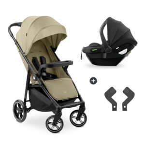 hauck Shop N Care Travel Set of Baby Stroller and Car Seat – Lightweight Pushchair and Car Seat from Birth up to 22 kg, Reclining Trolley with Tray, UV Protection 50+ – Olive