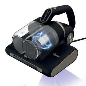 Hoover HMC520 Mattress Vacuum Cleaner with UV Light - 4 in 1 Handheld Dust Mite Vacuum Cleaner for beds and sofas - Dust Sensor, Mite Removal, UV-C Light, Black & Gold