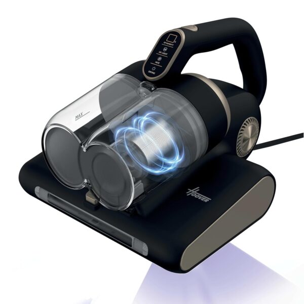 Hoover HMC520 Mattress Vacuum Cleaner with UV Light - 4 in 1 Handheld Dust Mite Vacuum Cleaner for beds and sofas - Dust Sensor, Mite Removal, UV-C Light, Black & Gold