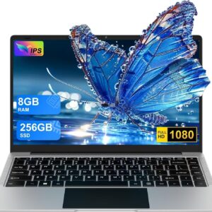 HUQPPQ Laptop14 inch Laptop Computer 8GB RAM 256GB SSD Celeron N4020 PC Notebook 1920x1080 FHD IPS with WIN11 WiFi 5G BT4.2 USB3.0 Wireless Mouse & UK Keyboard Film Included