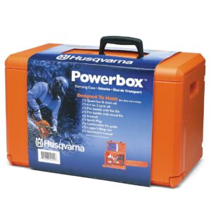 Husqvarna 100000107 Powerbox Chainsaw Carrying Case Compatible Gas chainsaws, Chainsaw Case for Chainsaw Accessories, Filing Equipment and Oil, Orange