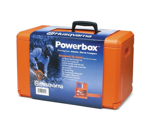 Husqvarna 100000107 Powerbox Chainsaw Carrying Case Compatible Gas chainsaws, Chainsaw Case for Chainsaw Accessories, Filing Equipment and Oil, Orange
