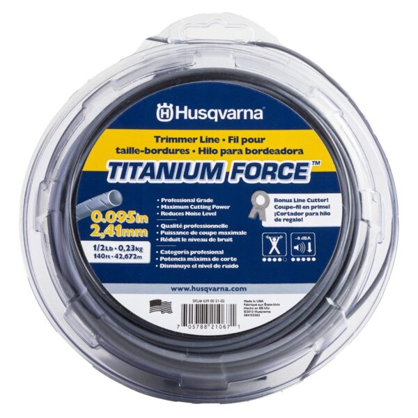 Husqvarna Orange/Gray, Titanium Force String Trimmer Lines, 0.095 Inch by 1/2 Inch