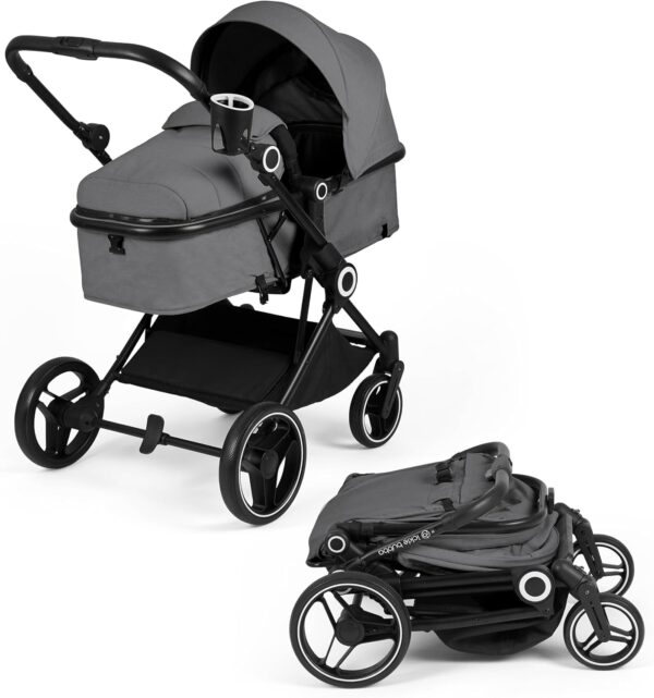 Ickle Bubba Atom 2-in-1 Pushchair – Birth to 22kg (Approx. 4 Years*), Lightweight, Compact Fold, Convertible Lie-Flat Seat, Parent & World Facing, Large Basket, Sun Hood with...