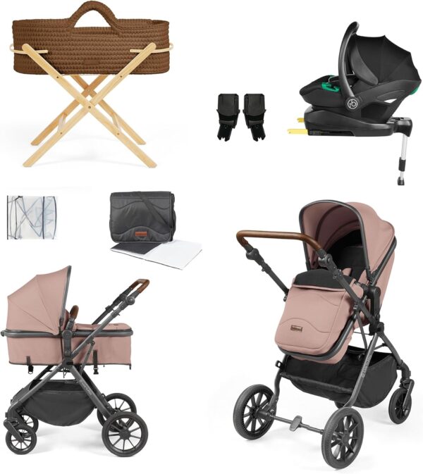 Ickle Bubba Cosmo i-Size Travel System & Home Bundle with Stratus i-Size Car Seat & Nova Moses Basket – 11 Piece Bundle with Lightweight Stroller, Carrycot, and Accessories...