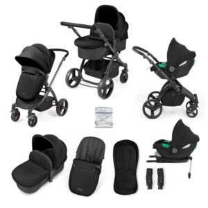 Ickle Bubba Stomp Urban Travel System with i-Size Cirrus Car Seat & ISOFIX Base – Birth to 22kgs (Approx. 4 Years), Lightweight Pram, Carrycot & Seat Unit, Compact Fold &...