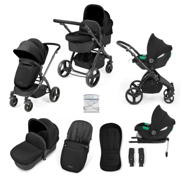 Ickle Bubba Stomp Urban Travel System with i-Size Cirrus Car Seat & ISOFIX Base – Birth to 22kgs (Approx. 4 Years), Lightweight Pram, Carrycot & Seat Unit, Compact Fold &...