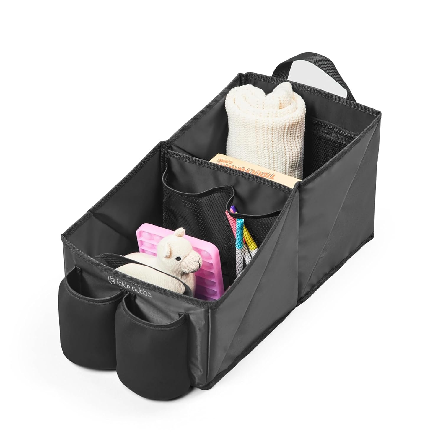 Ickle Bubba Universal Car Back Seat Organiser – Multi-Compartment Storage with Cupholders, Foldable & Space-Saving Design for Toys, Snacks & Drinks, Travel Essential for Kids &...