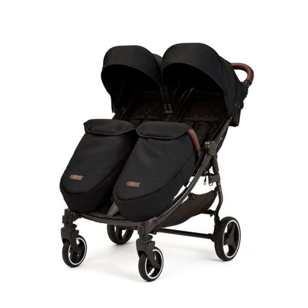 Ickle Bubba Venus Max Double Stroller – Suitable from Birth to 15kgs (Approx. 3 Years), Compact, Lightweight, Foldable Twin Pushchair, Includes 2 Quilted Footwarmers & Rain...