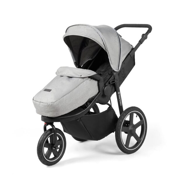 Ickle Bubba Venus Max Jogger Stroller (Grey) – from Birth to 22kg (Approx. 4 Years), All-Terrain Three-Wheel Pushchair, Air-Filled Tyres, UPF 50+ Hood, Footwarmer, Raincover
