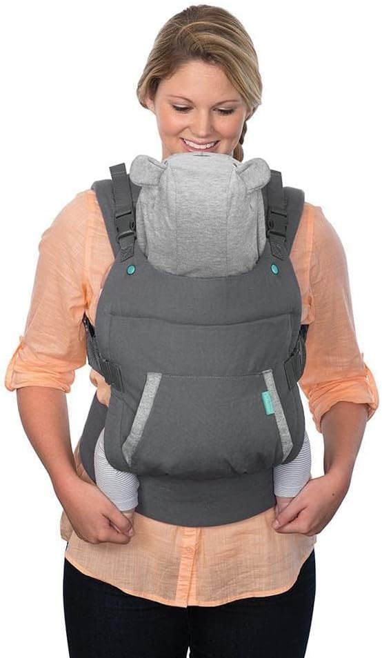 Infantino Cuddle Up Baby Carrier, Ergonomic Bear-Themed, Face-in Front & Back Carry, Removable Character Hood for Infants and Toddlers, 5,4-18,1kg