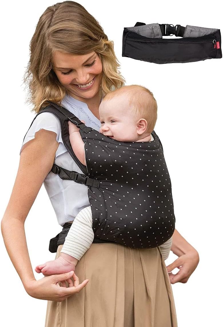 Infantino Zip Travel 2-in-1 Collapsible Baby Carrier, Compact & Lightweight, Adjustable Ergonomic Support for Babies 5,4-18,1 kg, Black