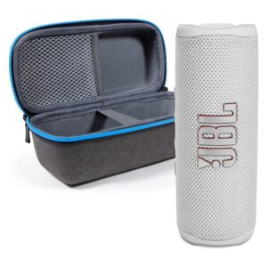 JBL Flip 6 (White) + Bundle with divvi! Protective Hardshell Case (Black)
