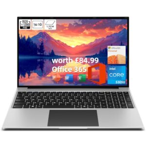 jumper Laptop, 16 inch Full HD Display Laptops, 1920x1200 Pixel IPS screen, 4GB RAM 128GB Storage, 5305U Processor, 38Wh Battery, USB3.0, Office 365 1-Year Subscription, for...